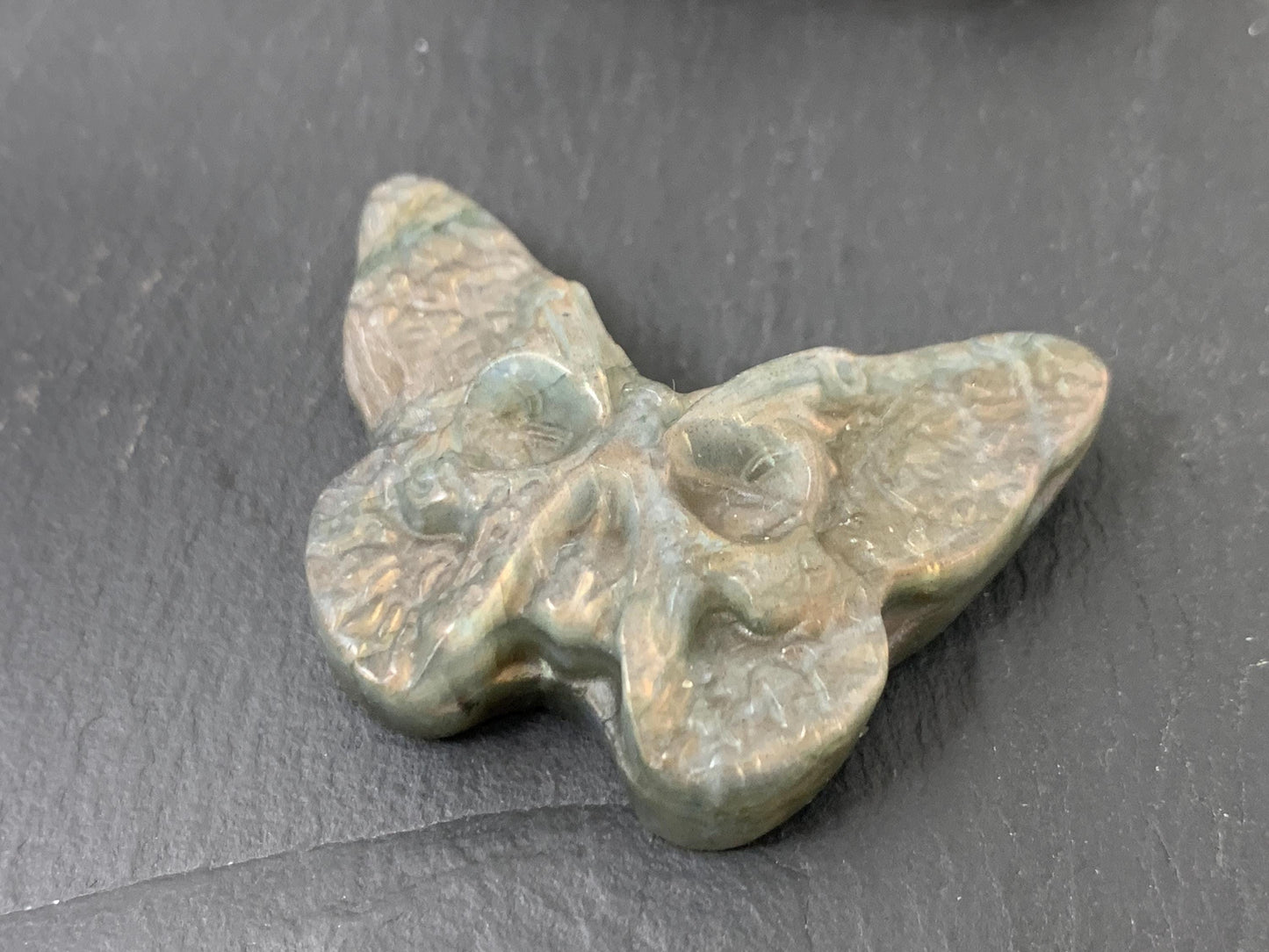 Labradorite Butterfly Carving - 29x40mm Flat Back Natural Gemstone, Unique Design