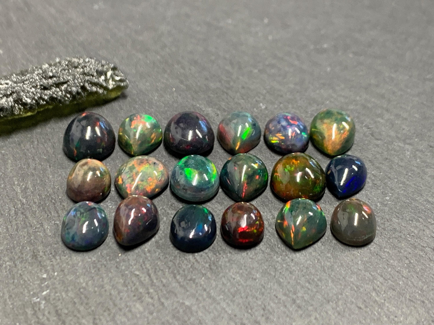 Black Ethiopian Opal 9-11mm long cabochon