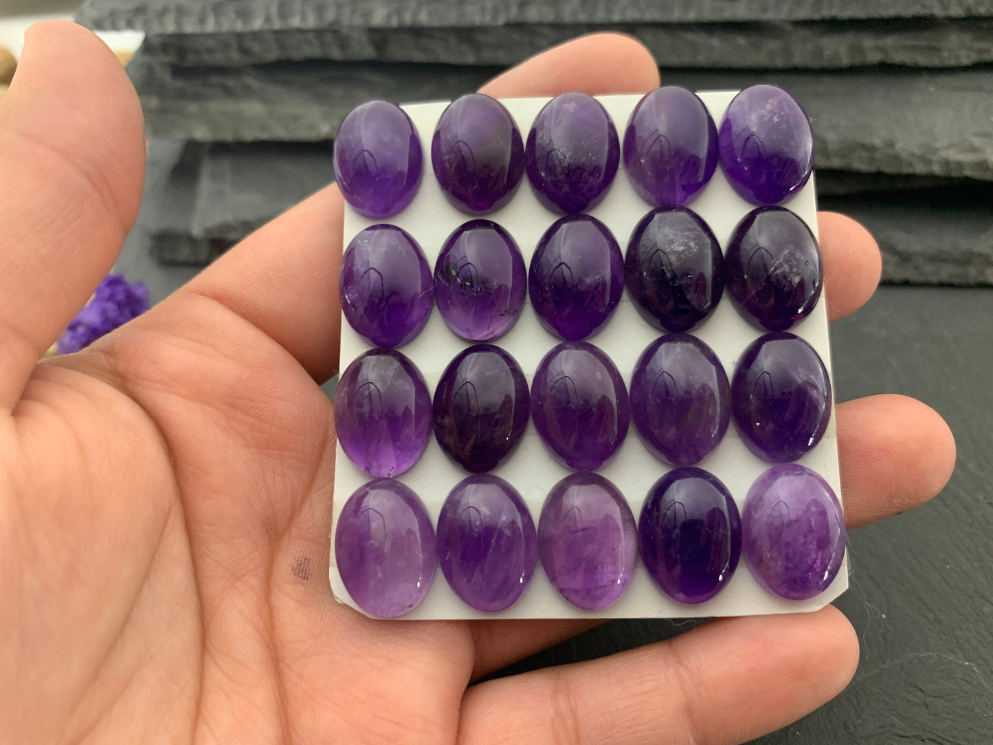 Amethyst oval 12x16mm cabochon - Calibrated cabochons