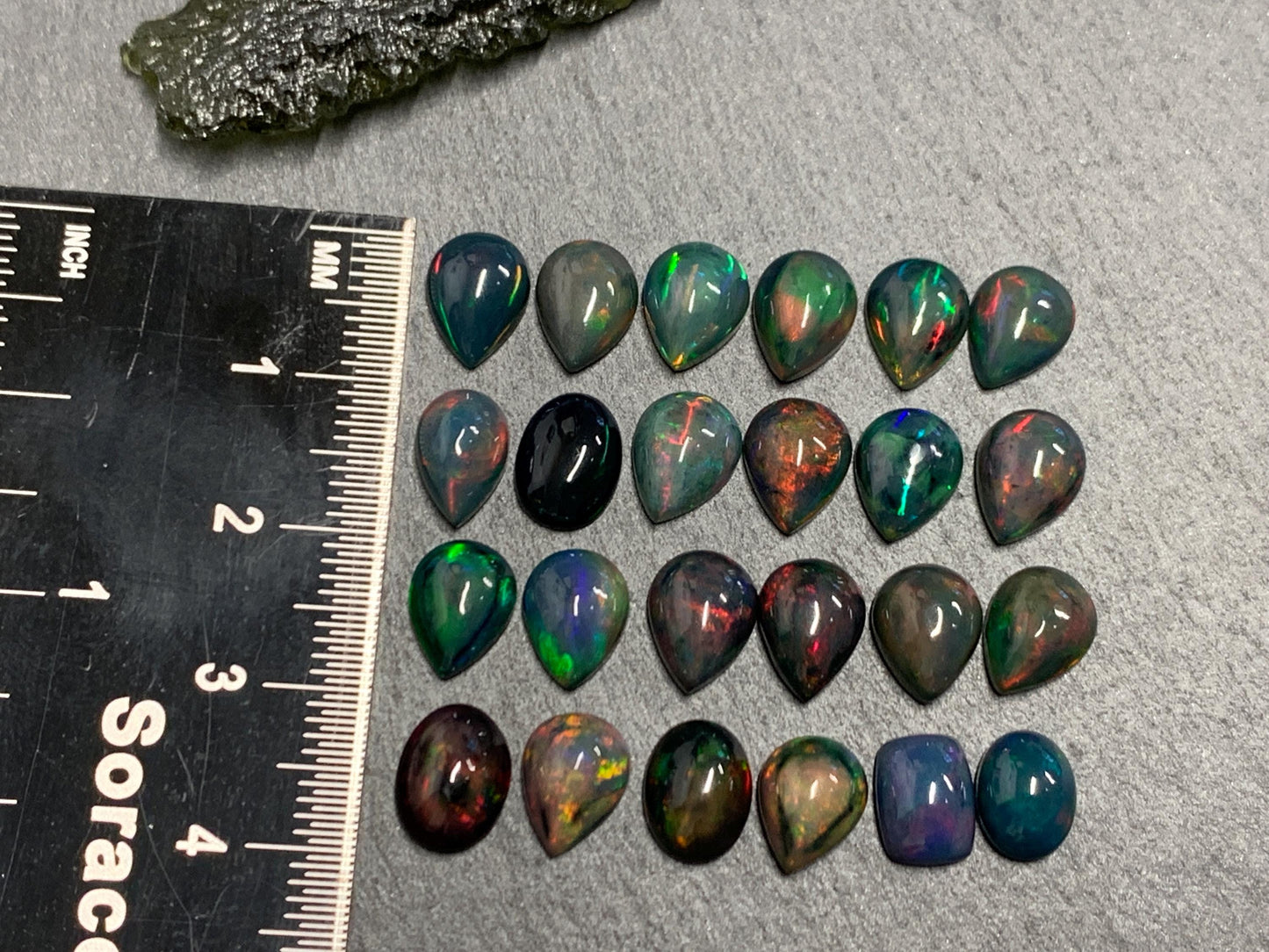 Black Ethiopian Opal 8-9mm long cabochon
