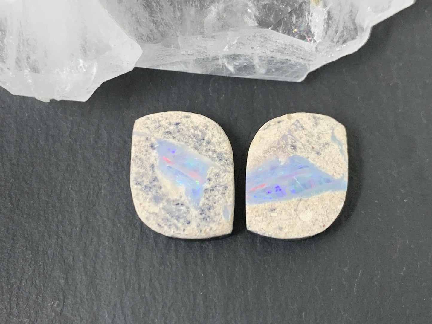 Australian Opal doublet 14x17x3.5mm pair of cabochons