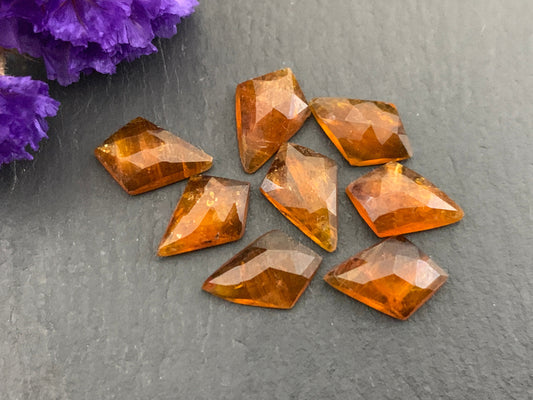 Faceted orange Kyanite kite 8x12mm cabochons