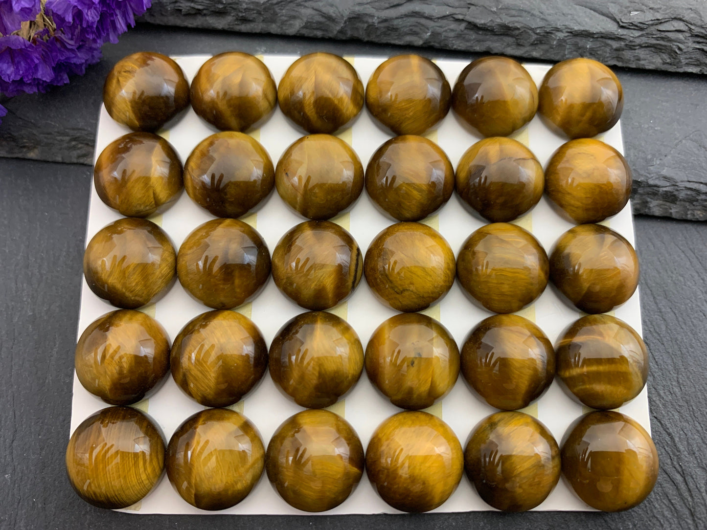 Tiger eye round 15mm cabochon - Calibrated. cabochons
