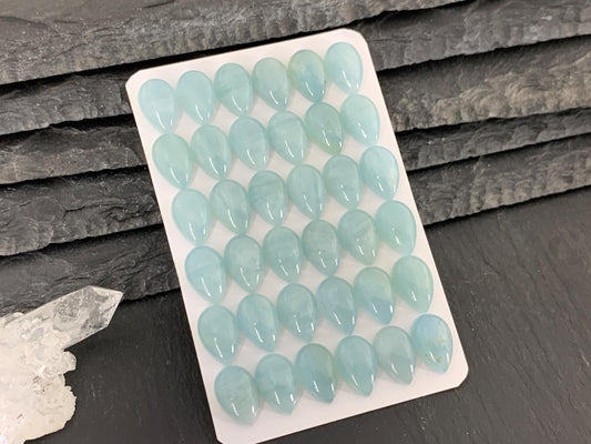 Aquamarine pear 8x12mm cabochon- Calibrated Aquamarine