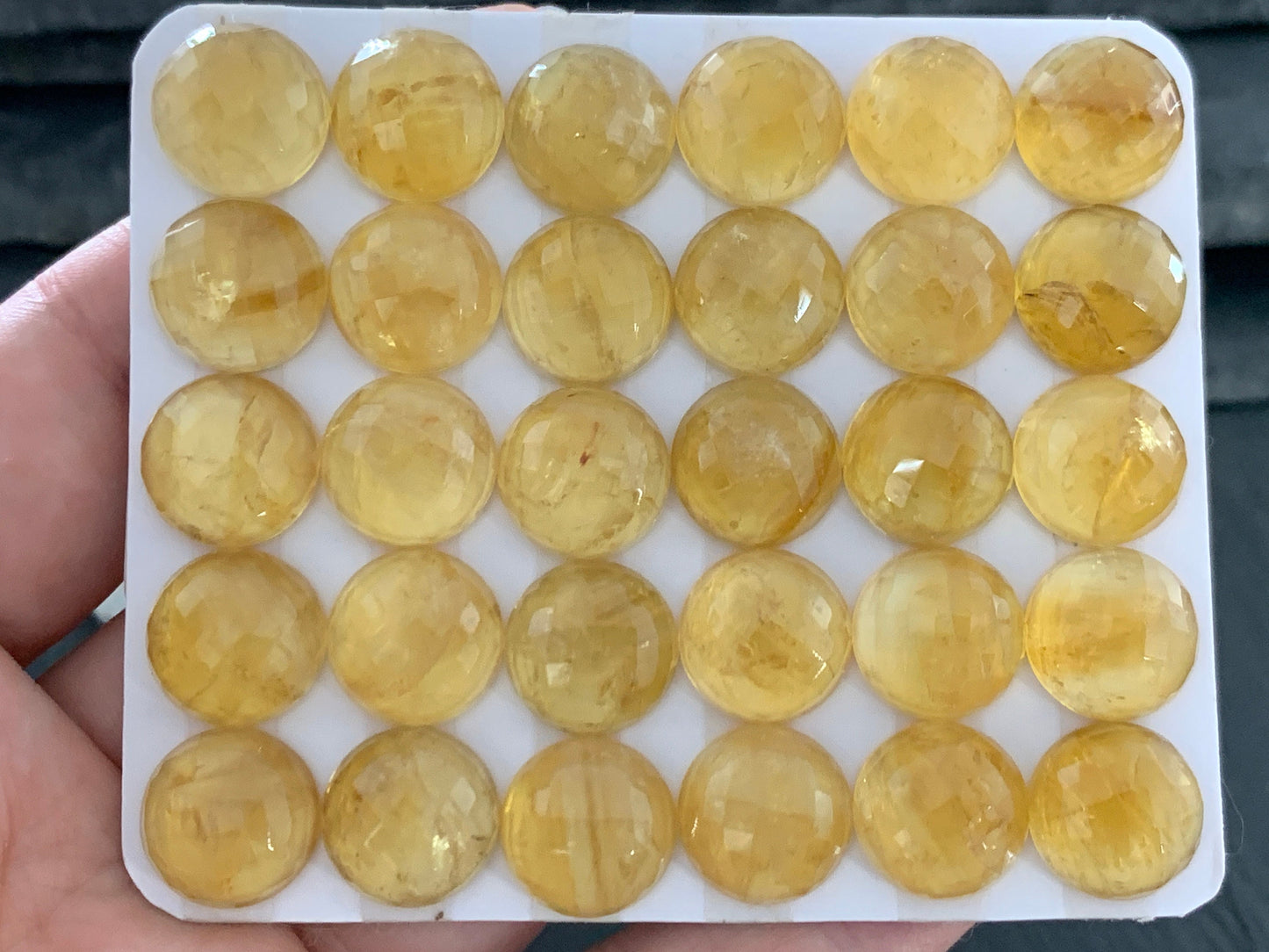 Faceted Citrine round 12mm cabochon - Calibrated cabochons