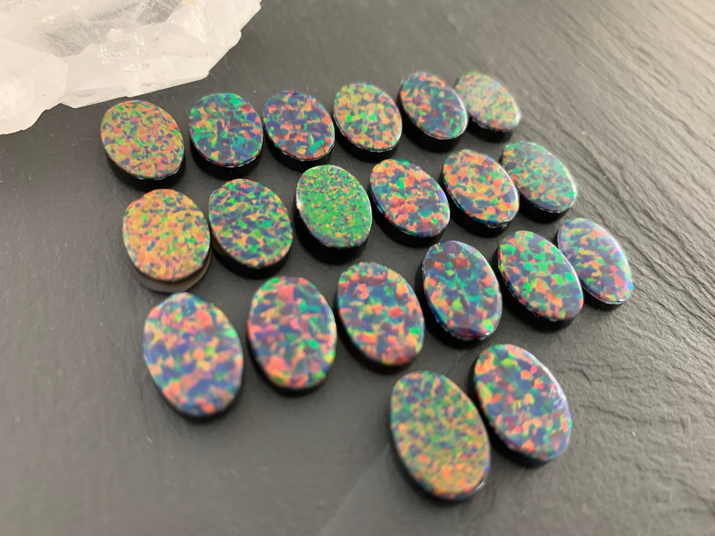 Aurora Opal 10x14mm oval cabochons - Doublet cabochons