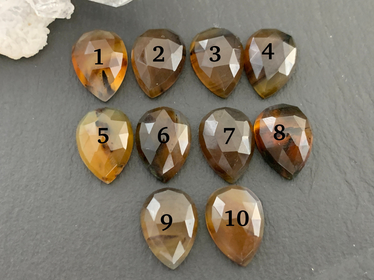 Faceted Montana Agate pear 10x14mm cabochon