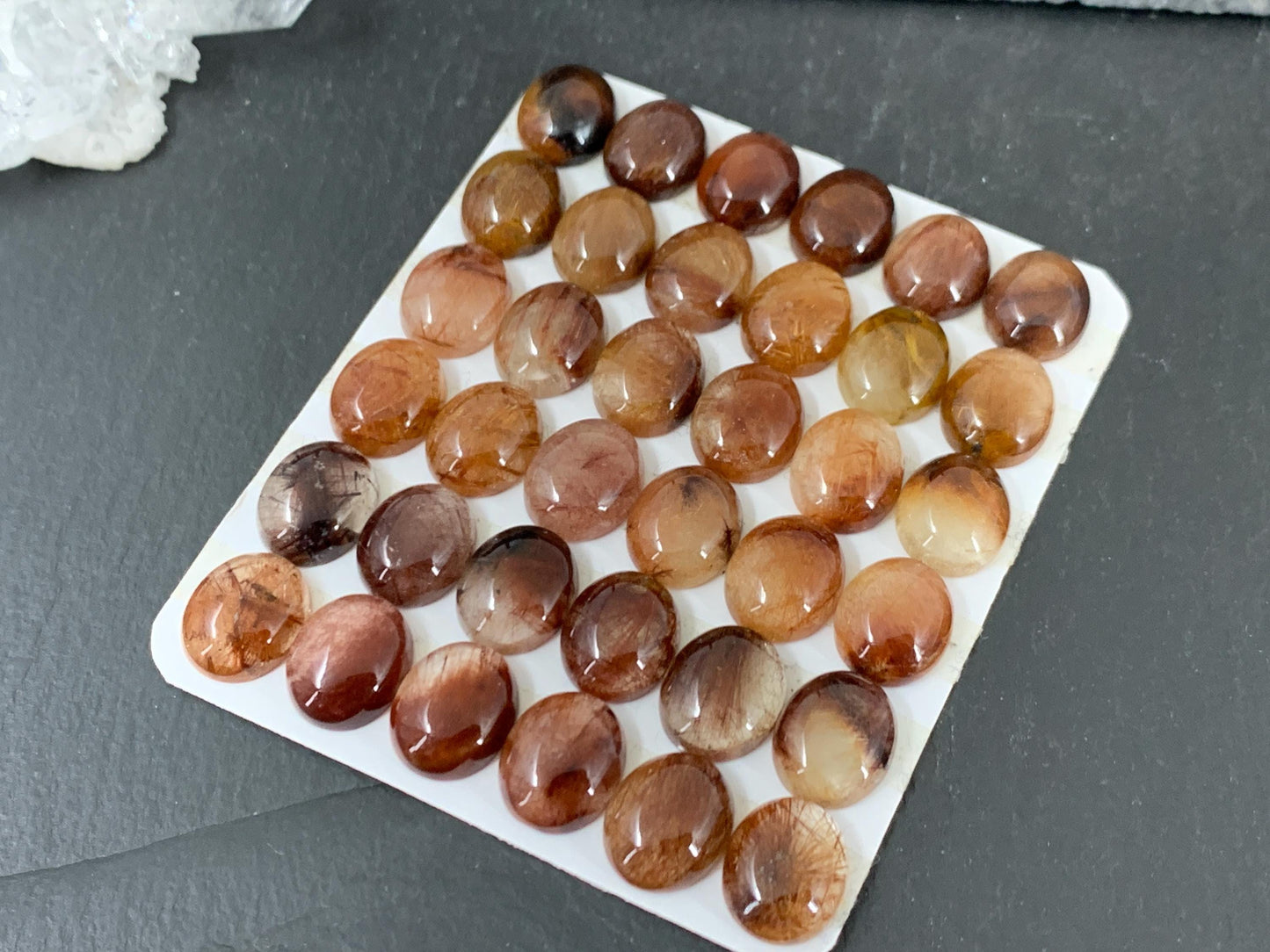 Rutilated Quartz oval 10x12mm cabochon - Calibrated cabochons