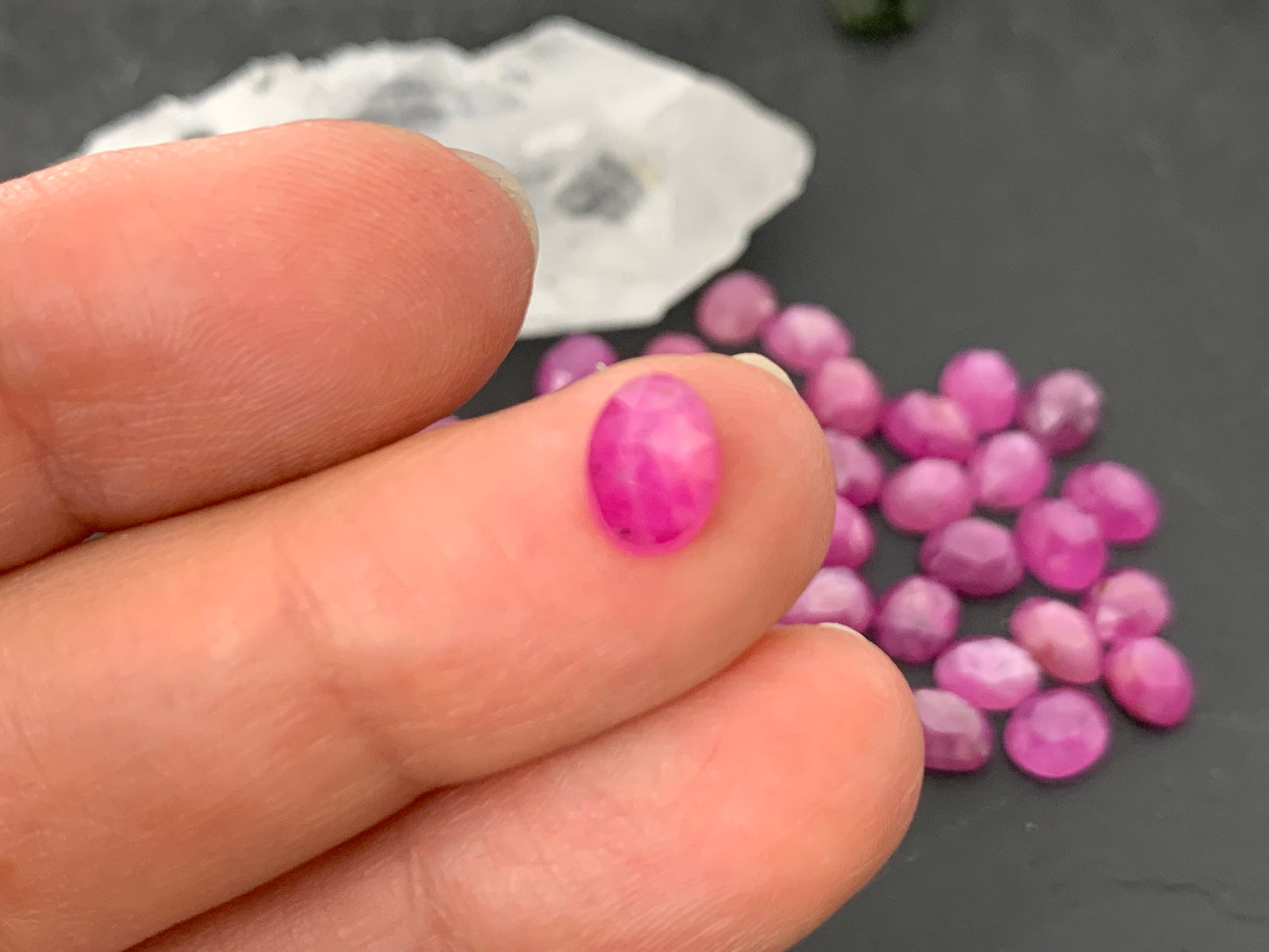 Faceted Pink Sapphire 5x7mm cabochon