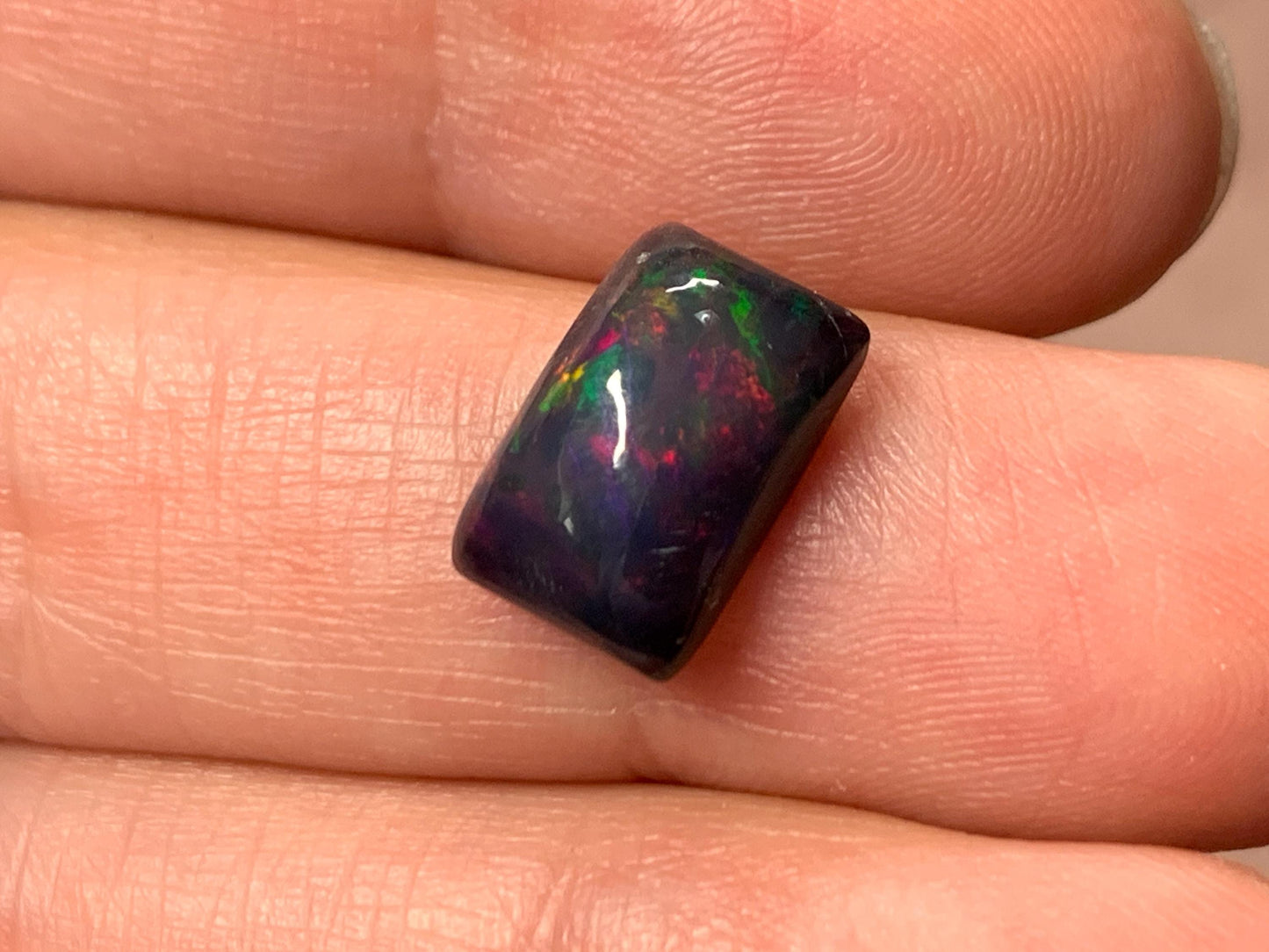 Black Ethiopian Opal rectangle 9x12x4mm cabochon
