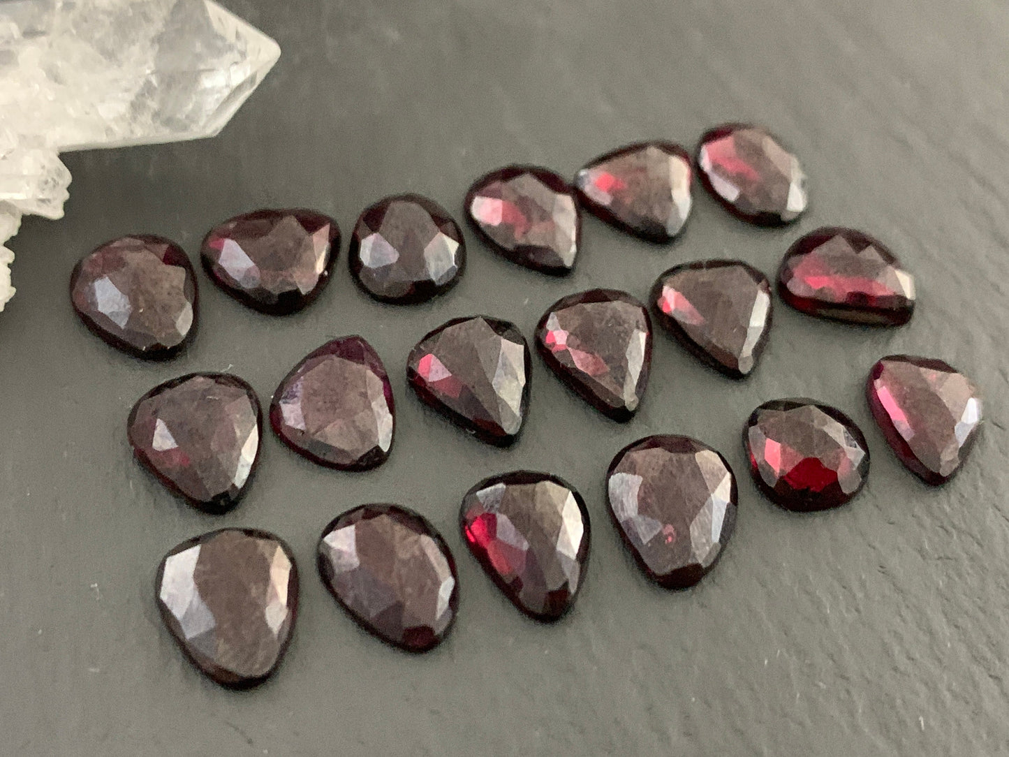 Faceted Red Garnet 8-9mm long Cabochon