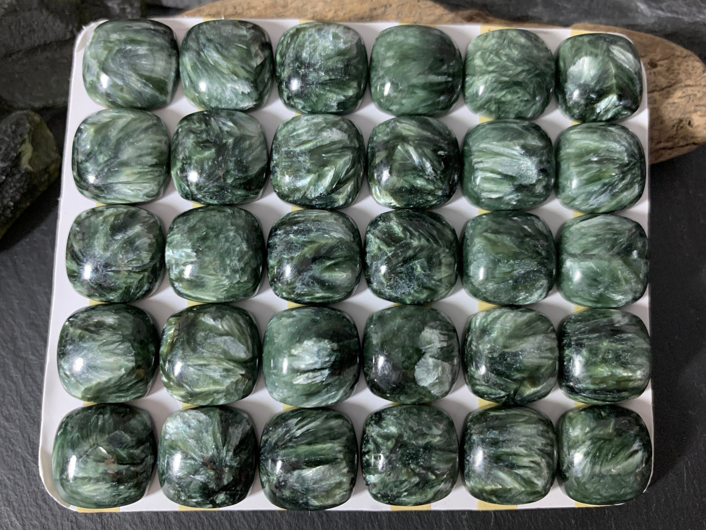 Seraphinite square cushion 15mm cabochon
