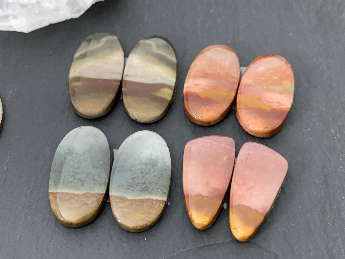 Polychrome Jasper cabochon pair