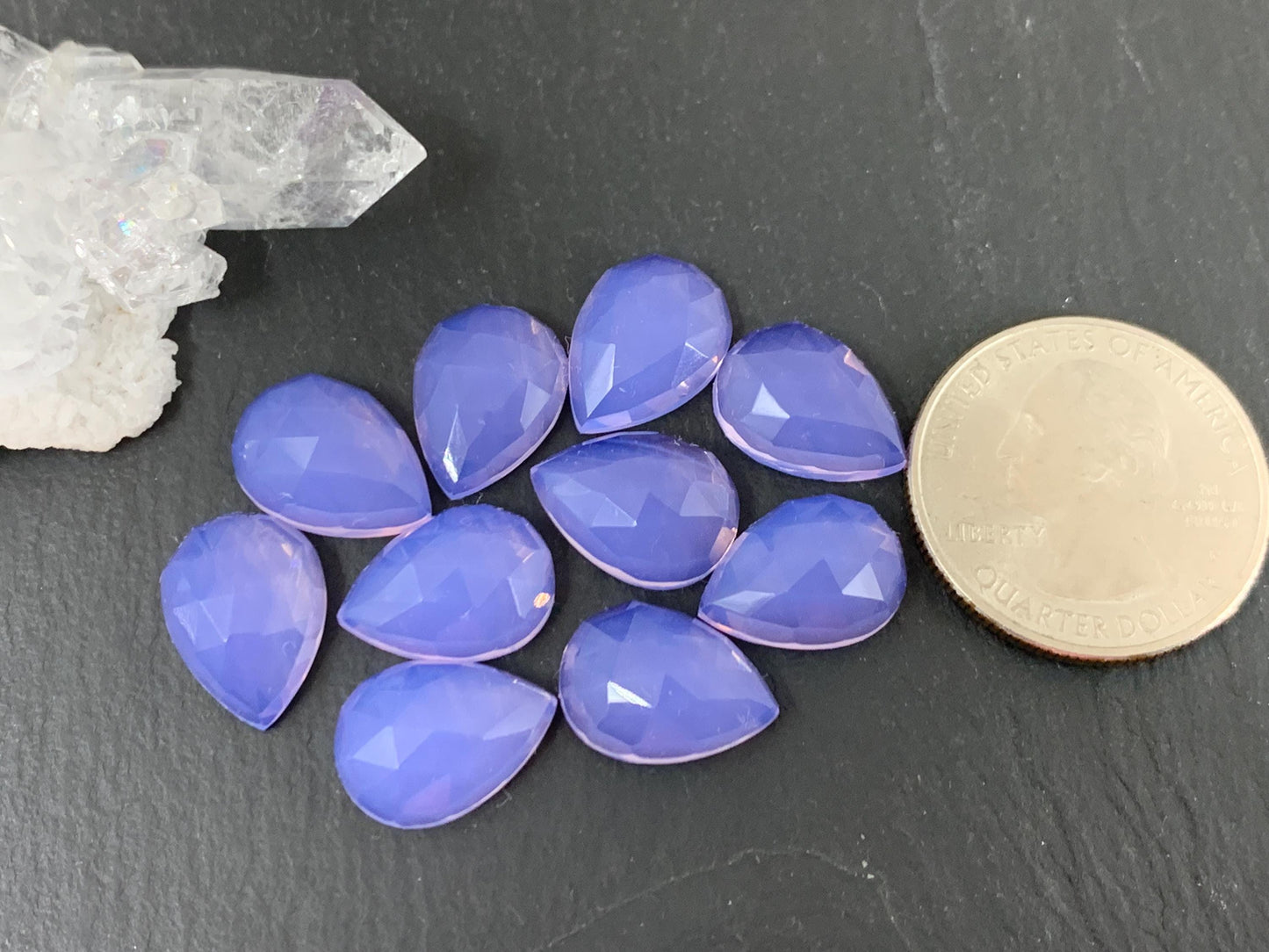 Lavender Chalcedony pear 10x14mm cabochon