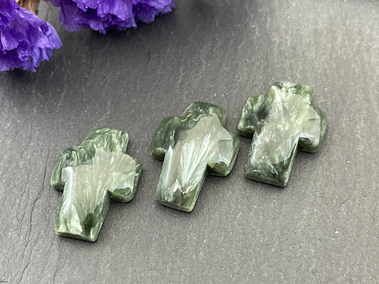 Seraphinite cross 12x16mm cabochon - Calibrated cabochons