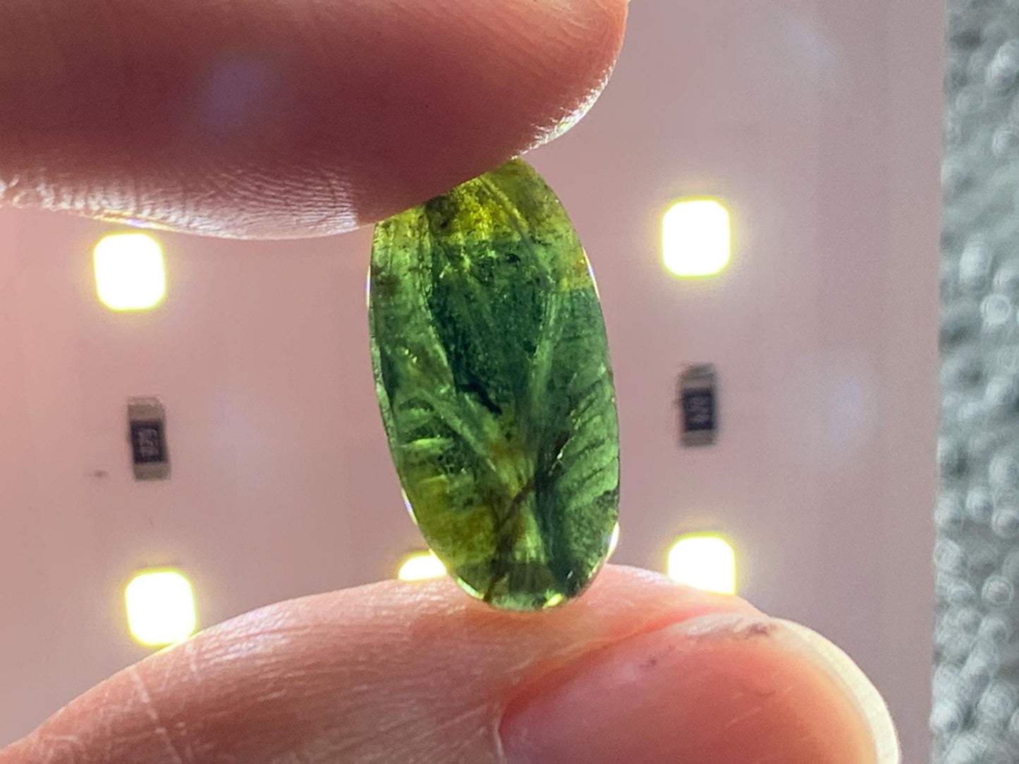 Carved Tourmaline 8x17x2.5mm cabochon