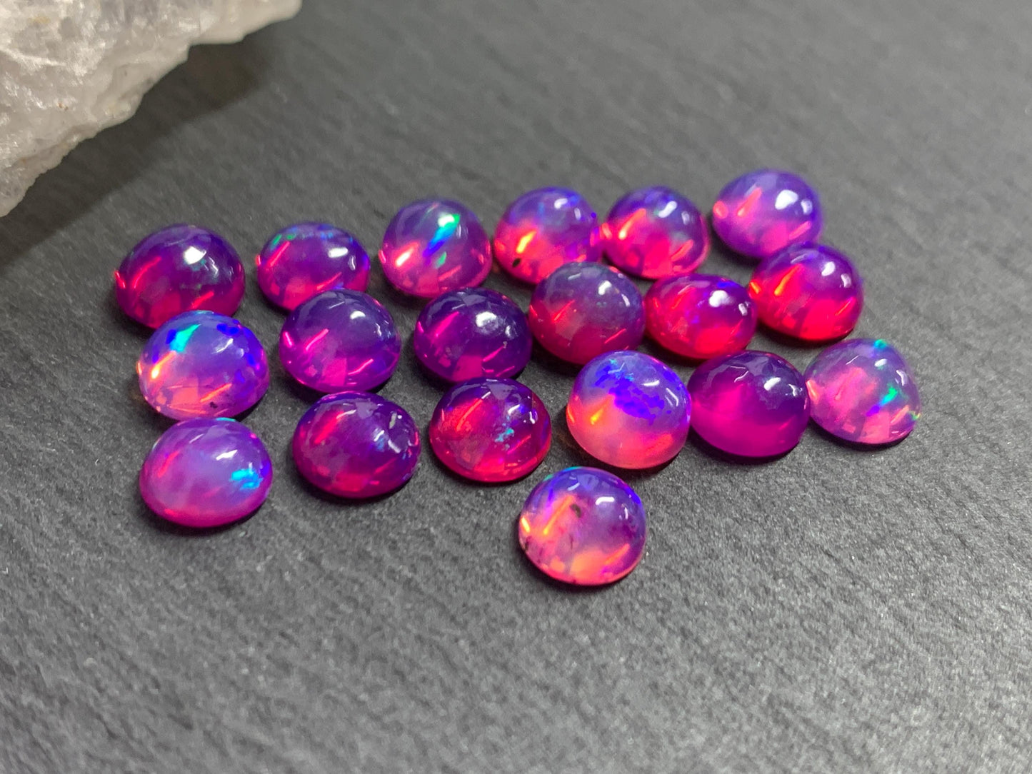Ethiopian Opal round 6mm cabochon - Natural Opal smoked to purple color
