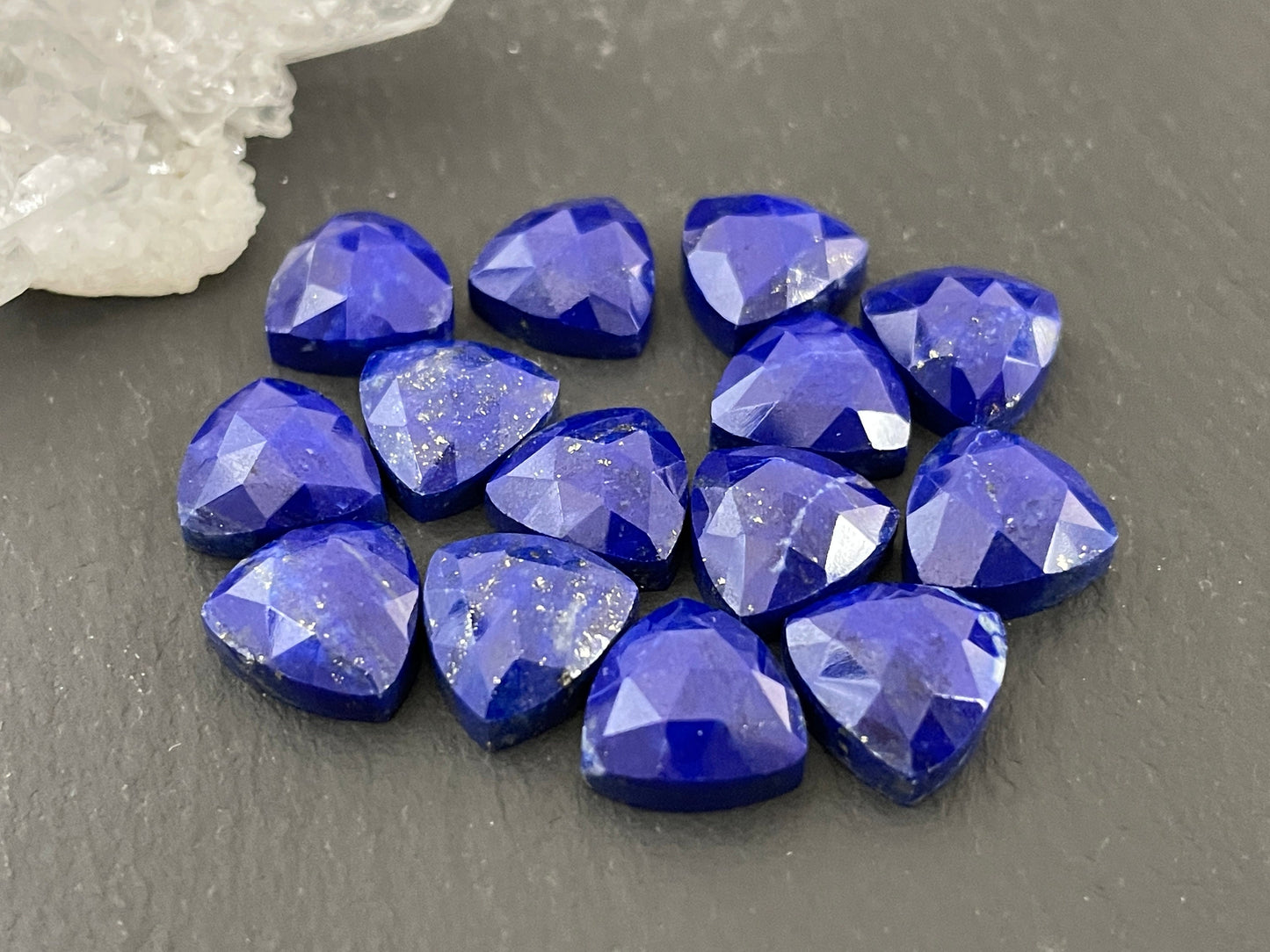 Faceted Lapis Lazuli triangle 10mm cabochon