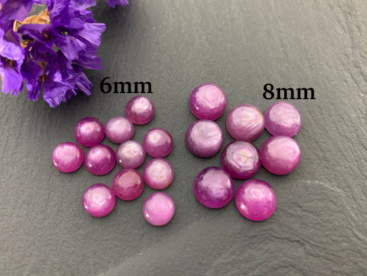 Silky Star Sapphire round 6mm, 8mm Cabochon