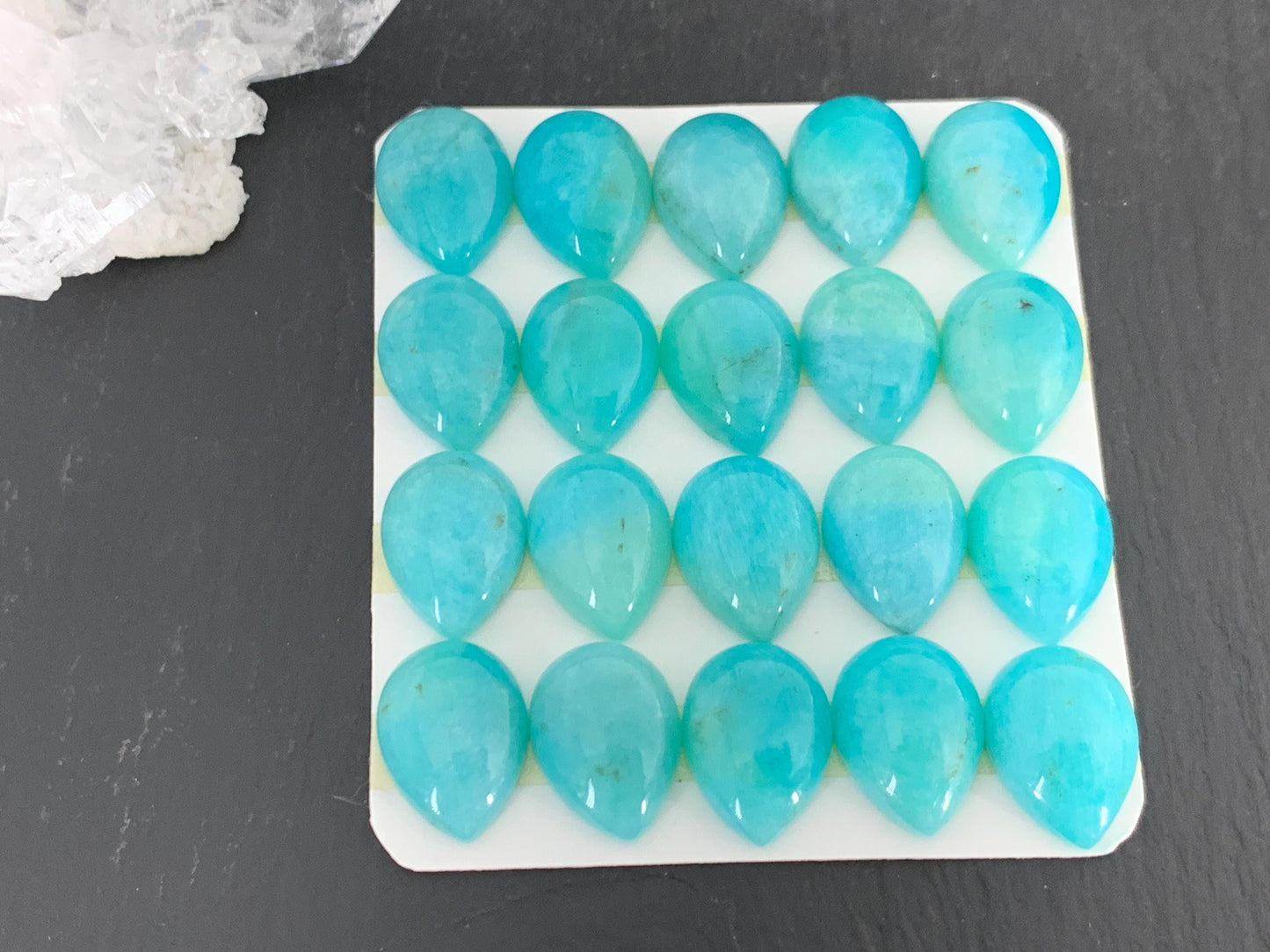 Amazonite pear 12x16mm cabochon - Calibrated cabochons