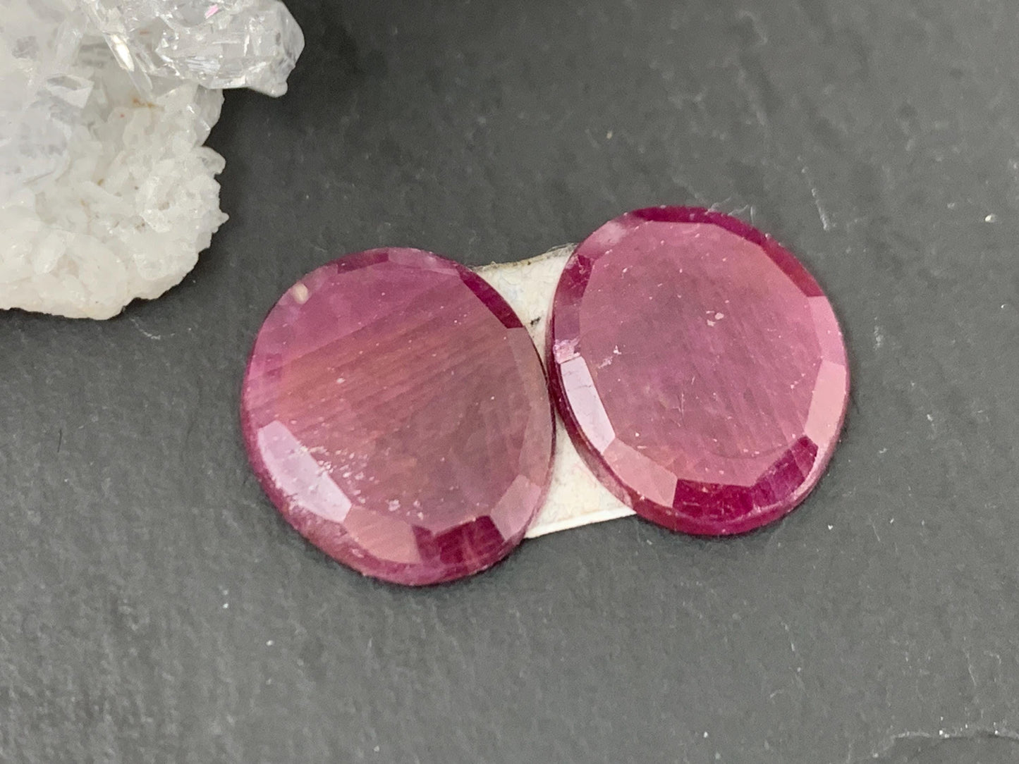 Faceted Ruby pair 12x15x3mm cabochon