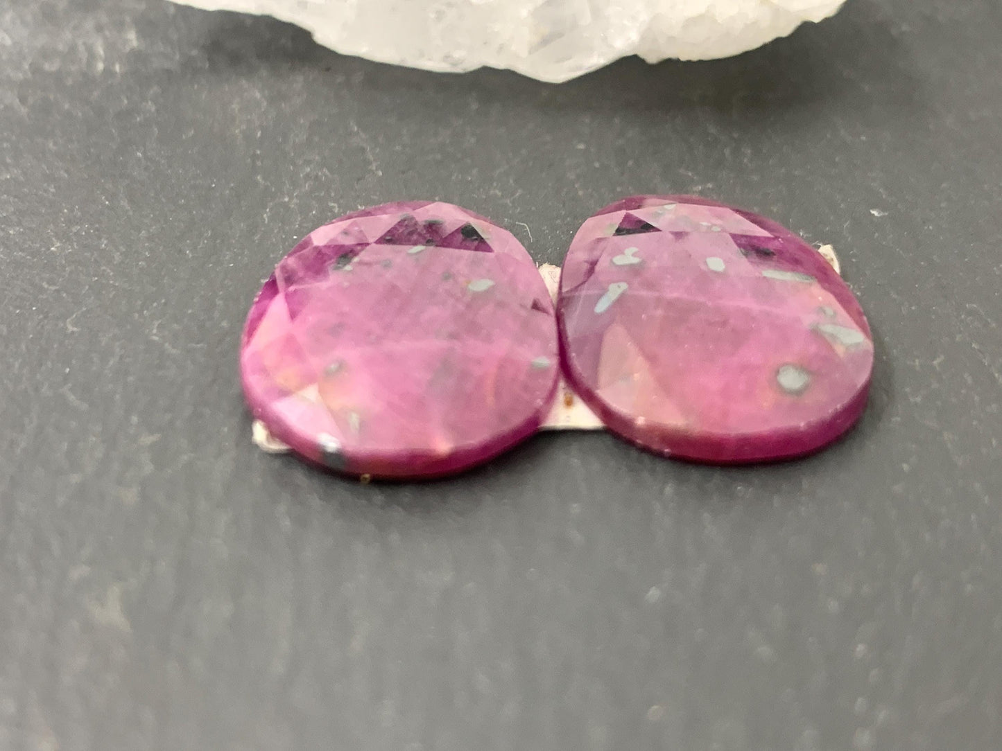 Faceted Ruby pair 13x19x3mm cabochon