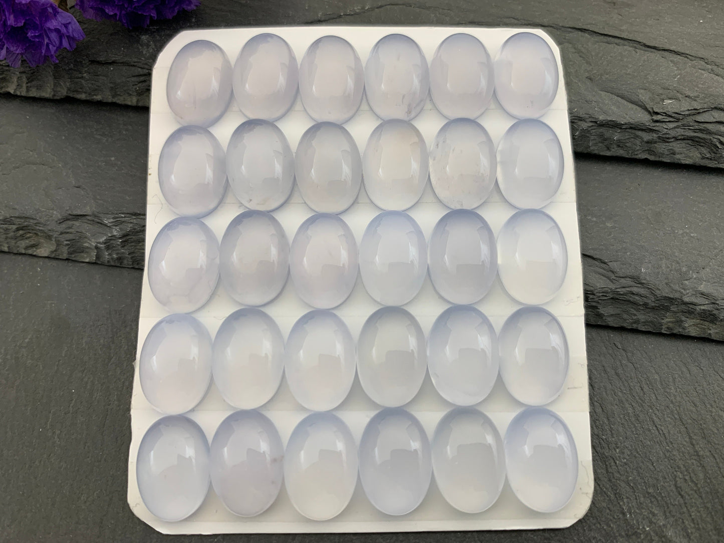 Blue Chalcedony oval 10x14mm cabochon- Calibrated cabochons
