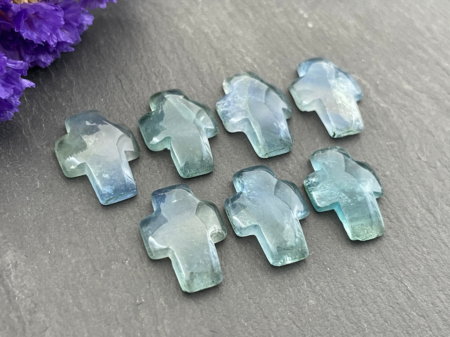 Green Fluorite cross 12x16mm cabochon - Calibrated cabochons