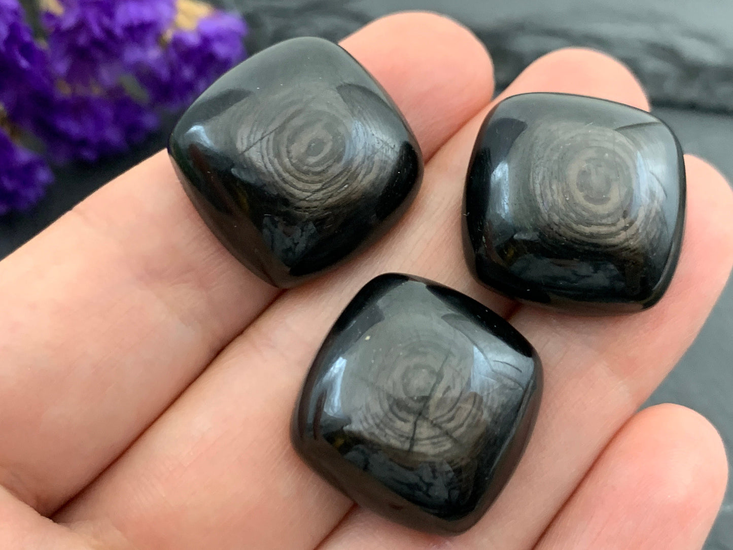 Hypersthenes Square 20mm cabochon - Calibrated cabochons