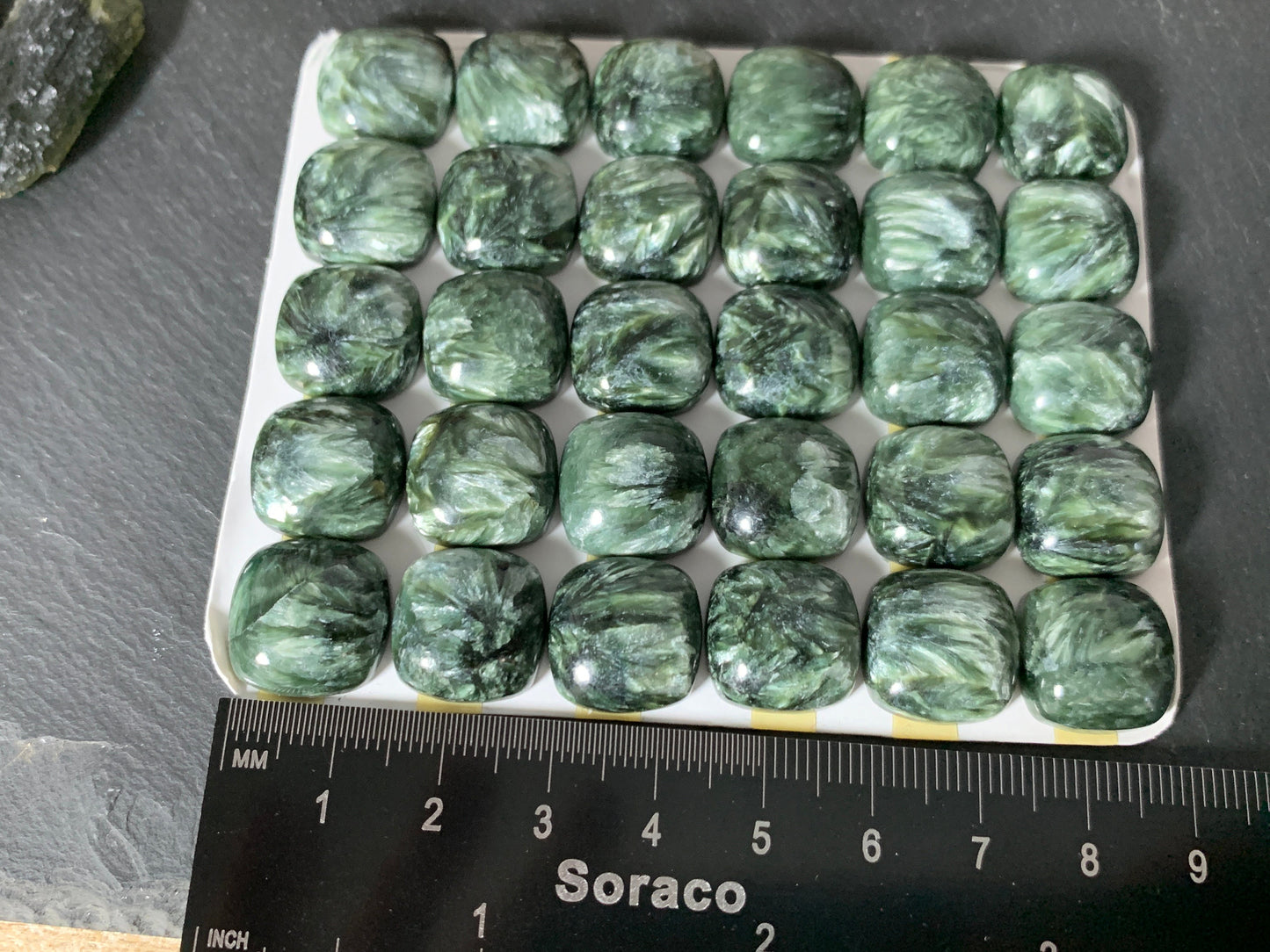 Seraphinite square cushion 15mm cabochon