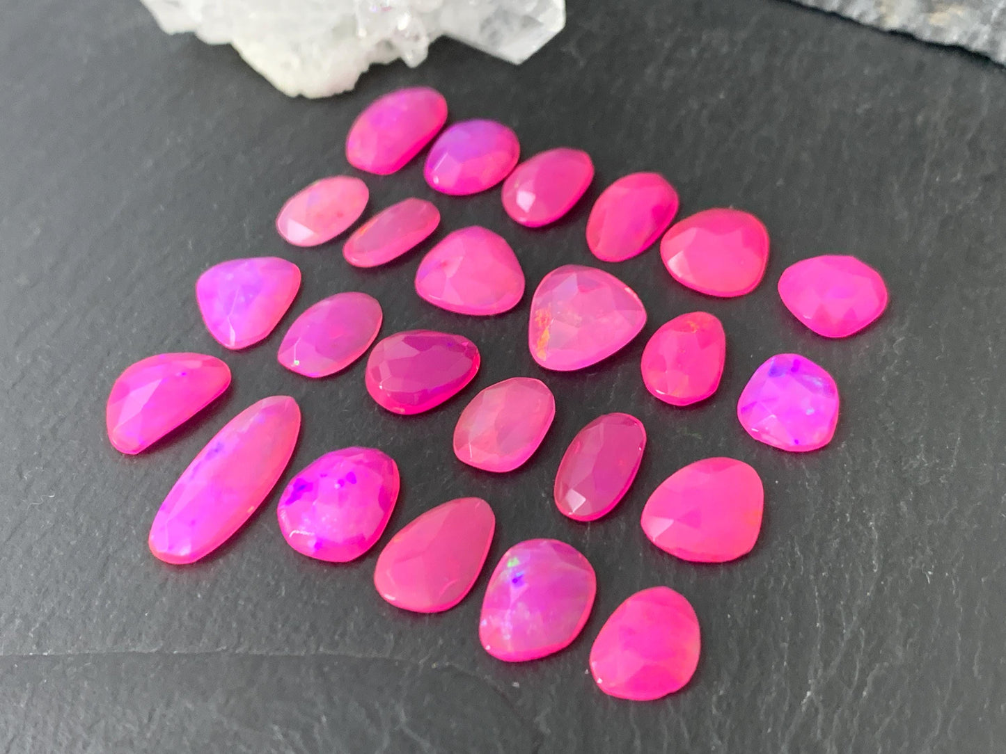 Faceted Pink Ethiopian Opal 9-18mm long cabochon