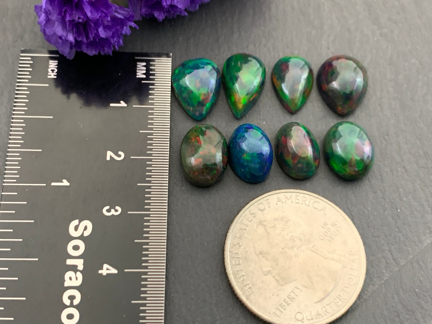 Black Ethiopian Opal 11-13mm cabochon