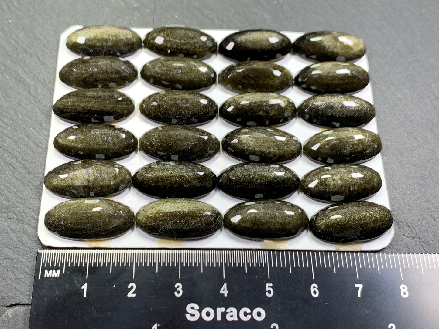 Faceted Gold Obsidian oval 10x20mm cabochon - Calibrated cabochons