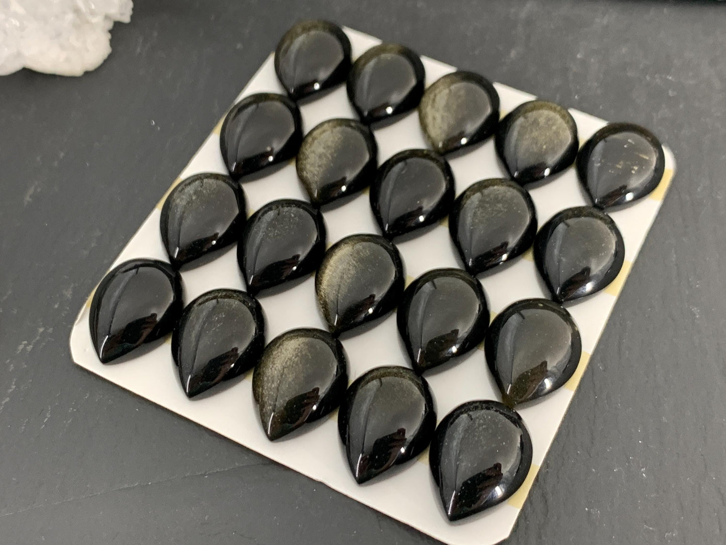 Gold Obsidian pear 12x16mm cabochon