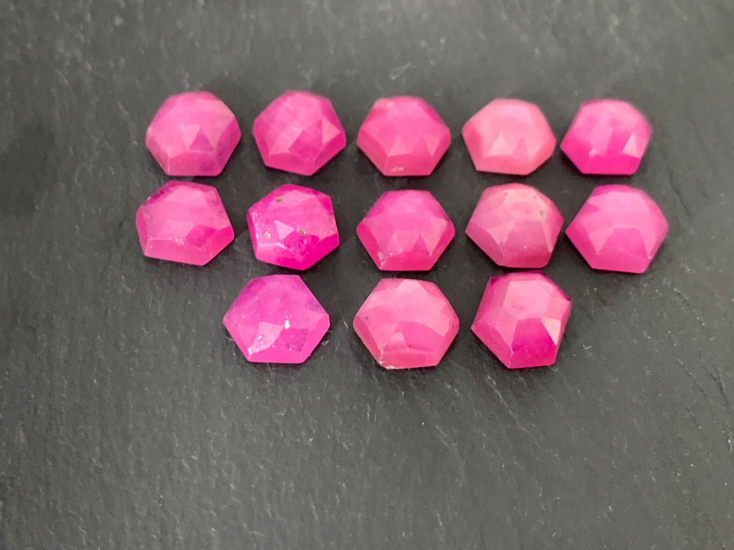 Faceted Pink Sapphire hexagon 8mm cabochon