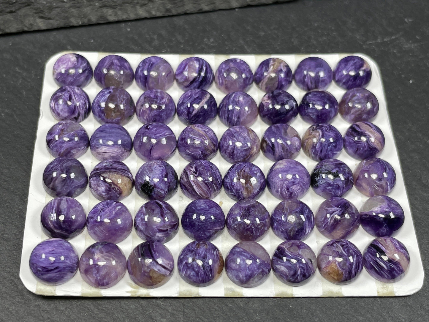 Charoite round 8mm cabochon - Calibrated cabochons