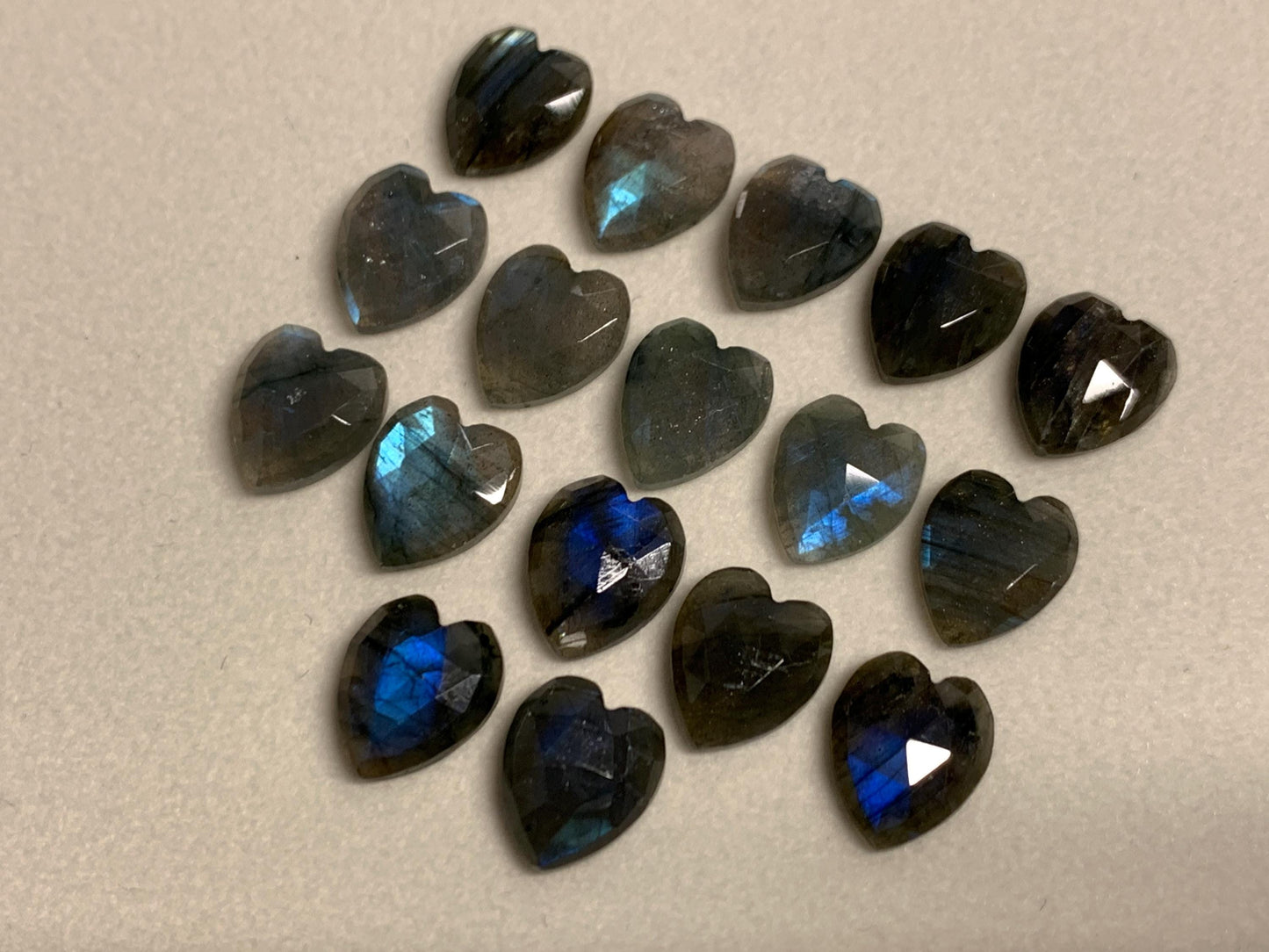 Faceted Labradorite heart 11x13mm cabochon