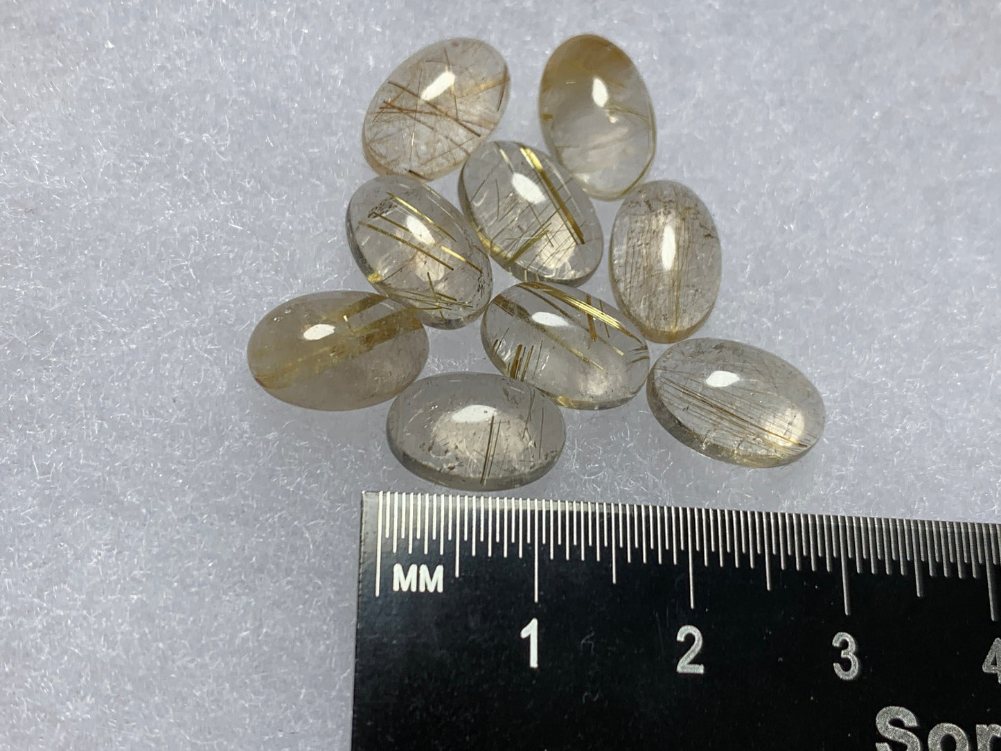Gold Rutilated Quartz oval 8x12mm cabochon - Calibrated cabochons