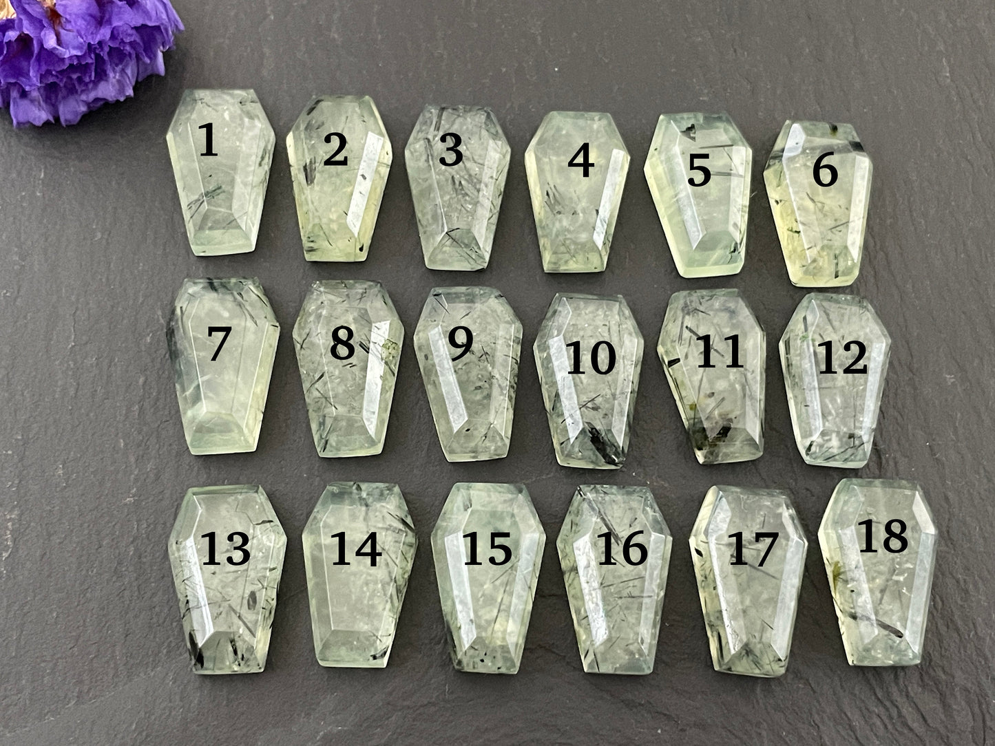 Prehnite Coffin 10x16mm cabochon