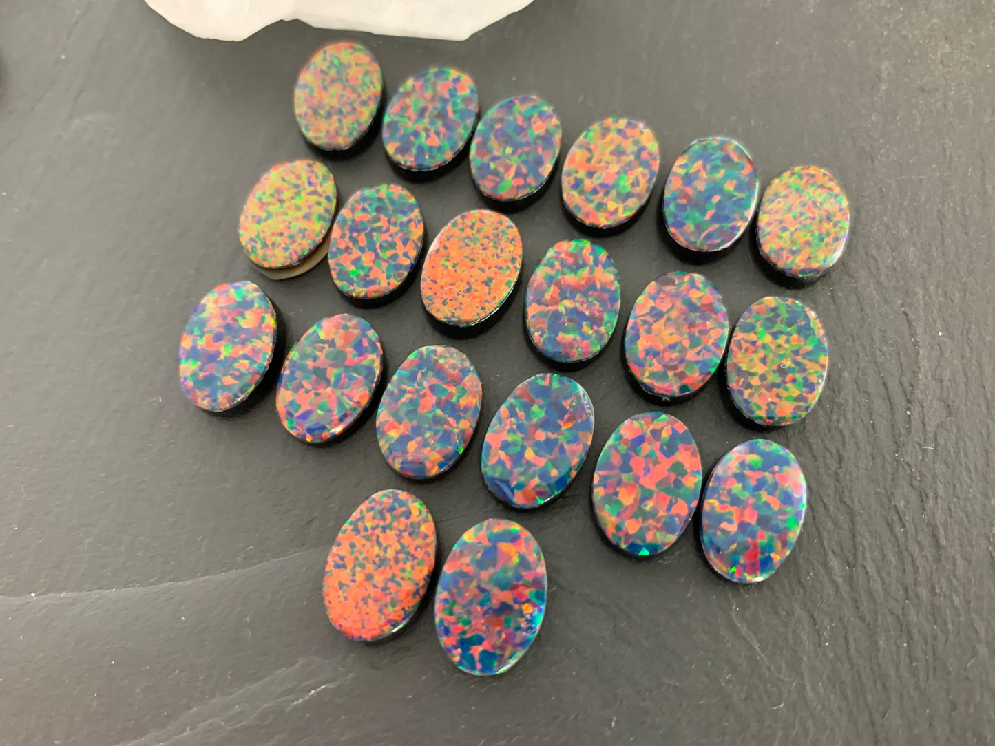 Aurora Opal 10x14mm oval cabochons - Doublet cabochons