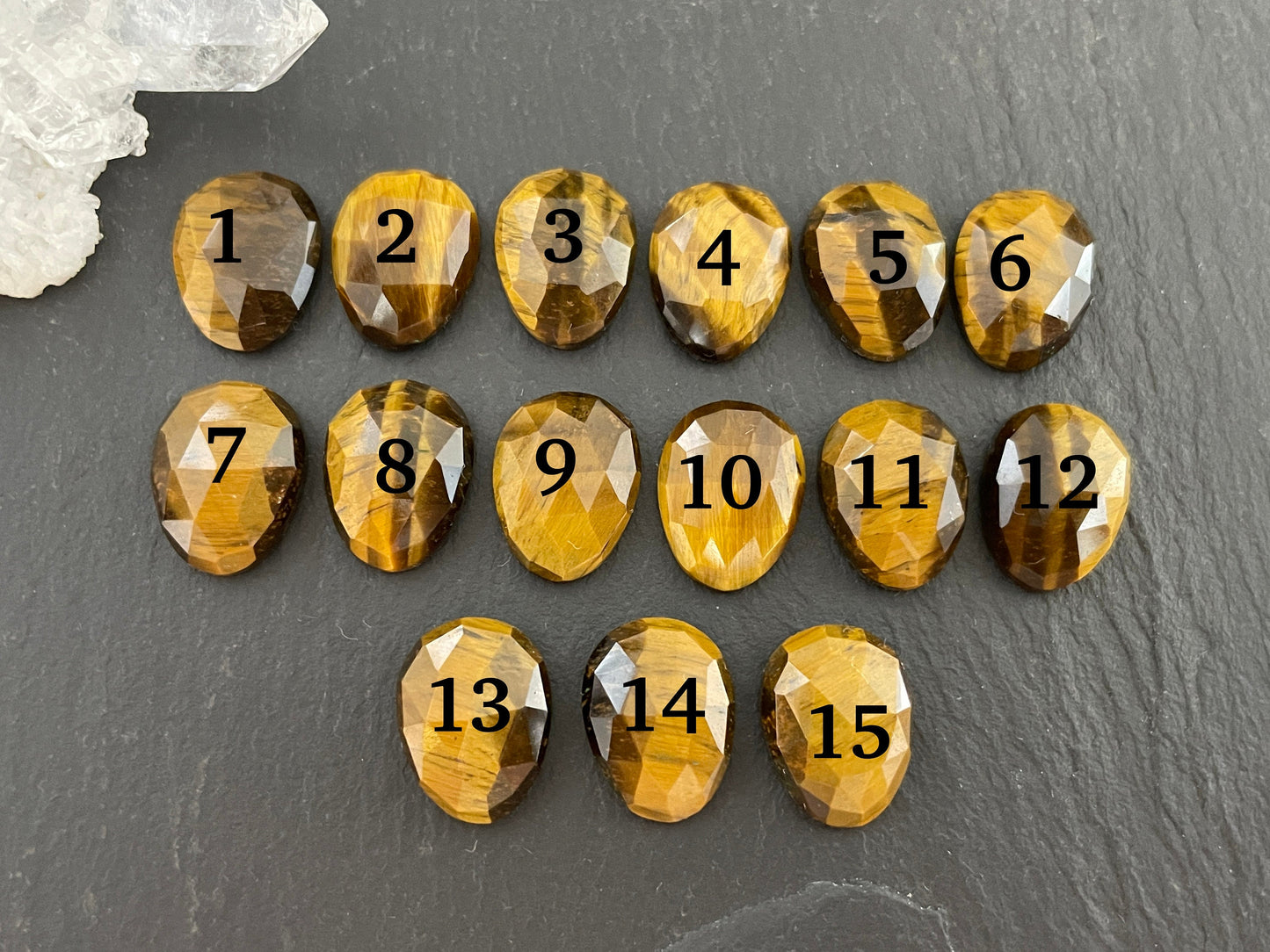 Faceted Tiger Eye 10x13mm cabochon