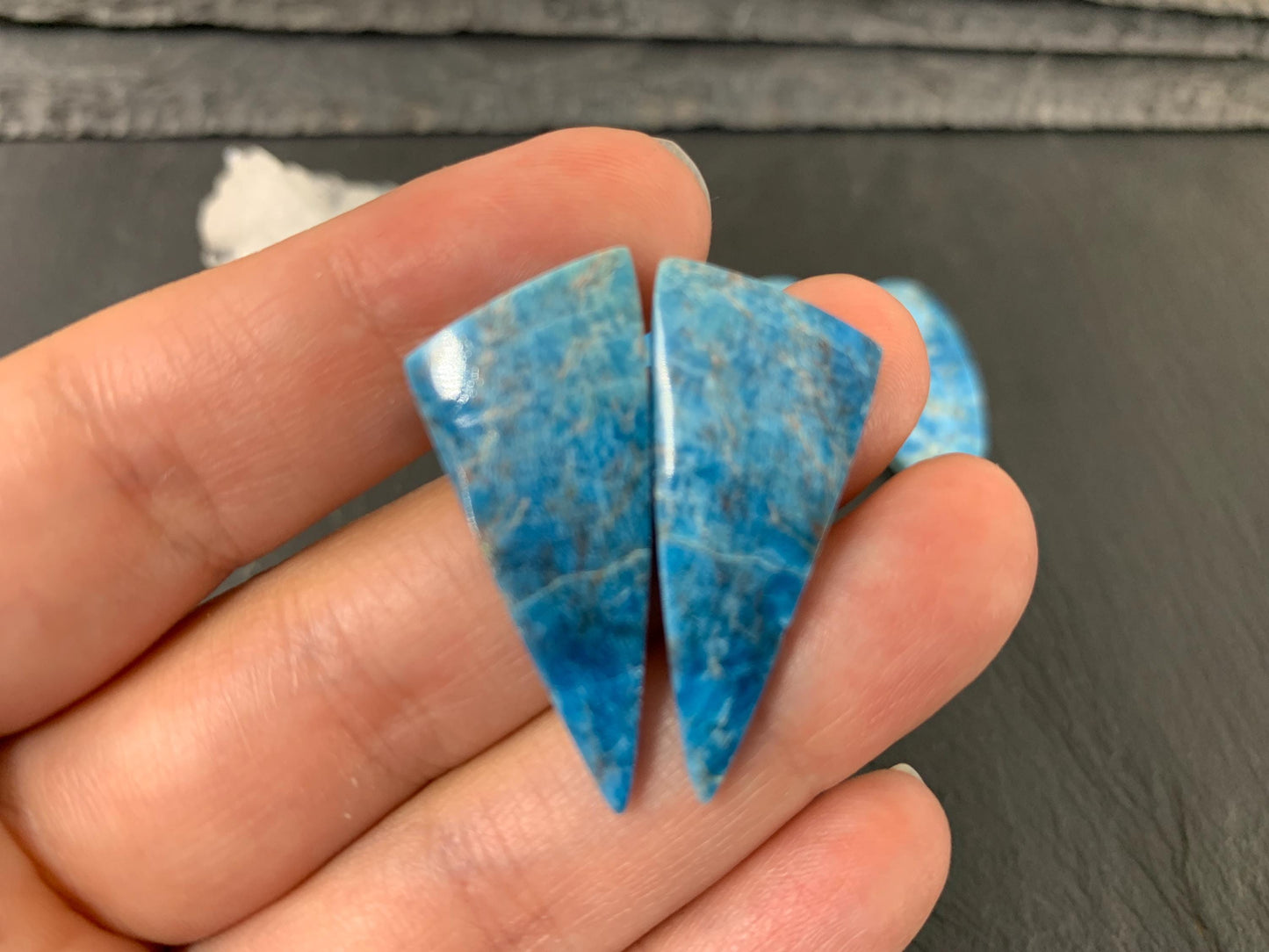 Apatite oval, free form 25-34mm long cabochon - Buy by pair