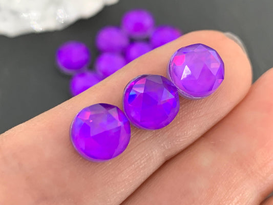 Faceted Purple Mystic Quartz round 8mm cabochons - Doublet cabochons