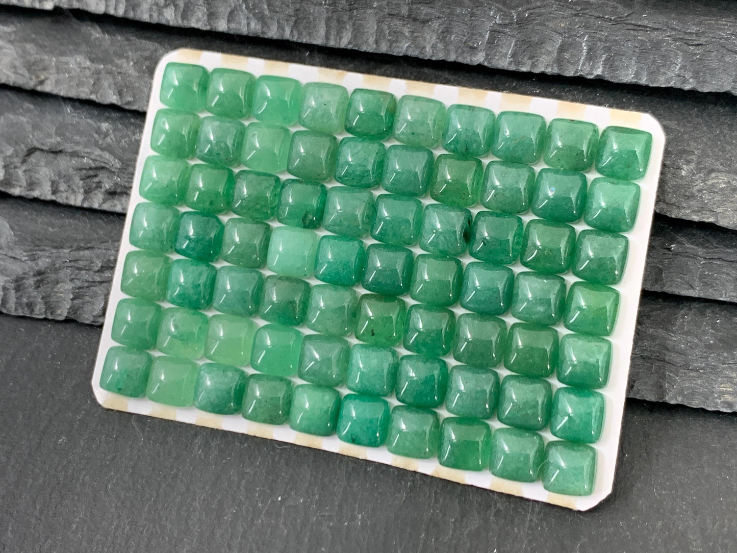 Green Aventurine Cabochon - Natural 6mm Square Cushion Gemstone for Jewelry Making