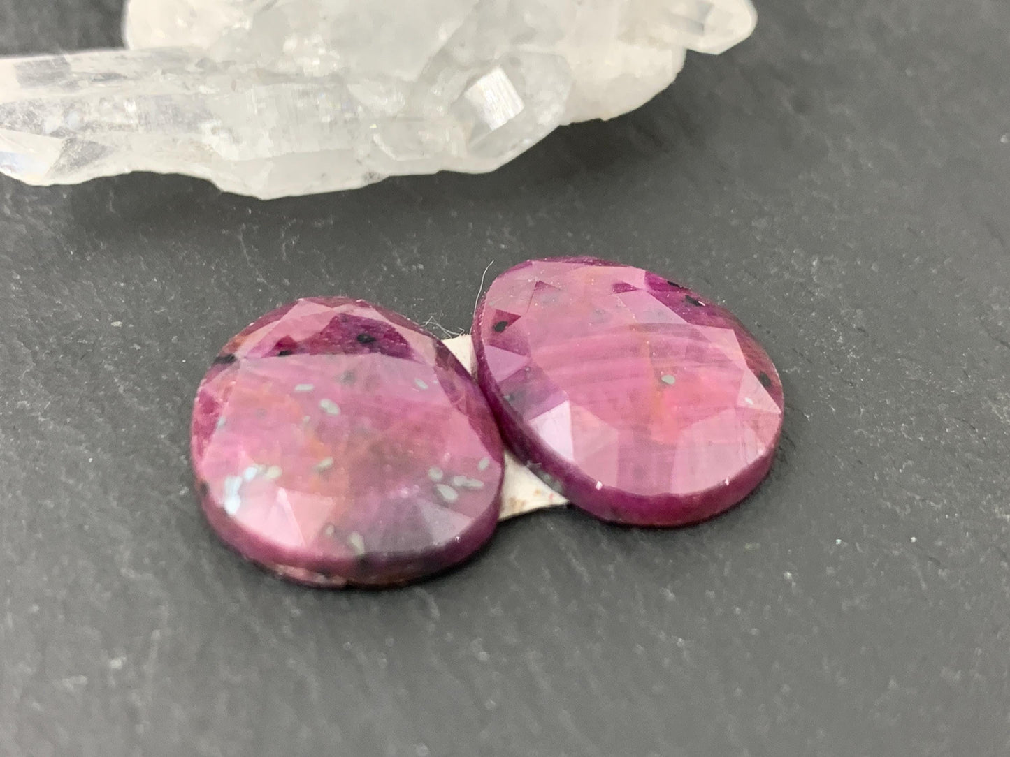 Faceted Ruby pair 14x17x4.5mm cabochon