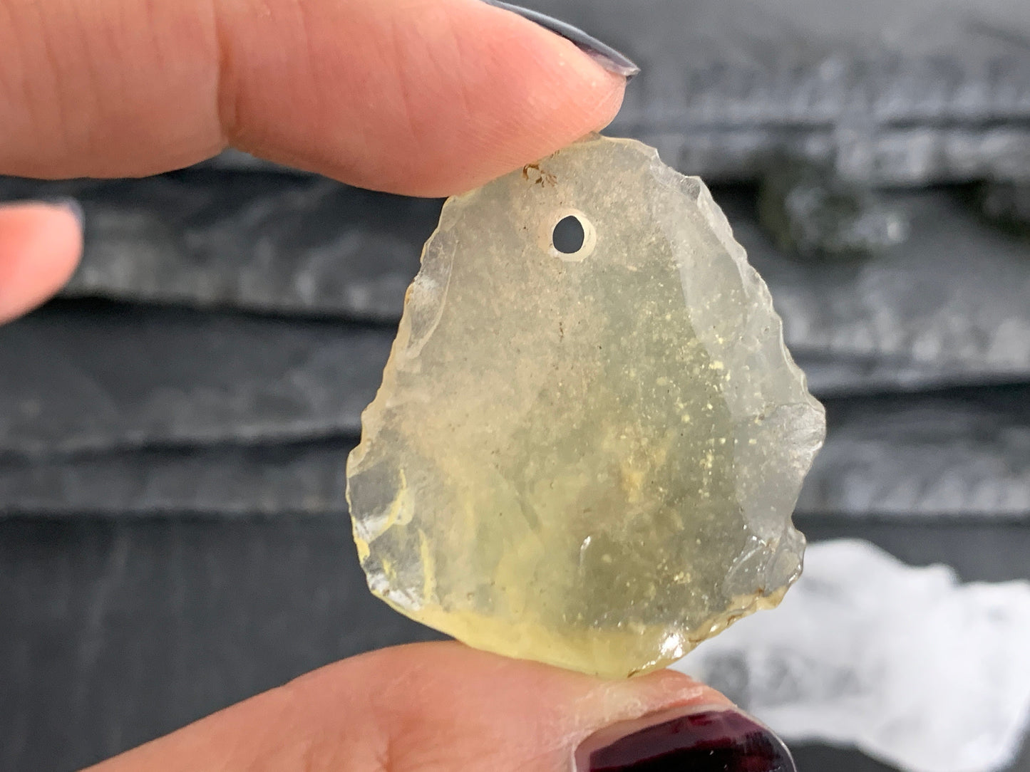Drilled Libyan Desert Glass 33-42mm long