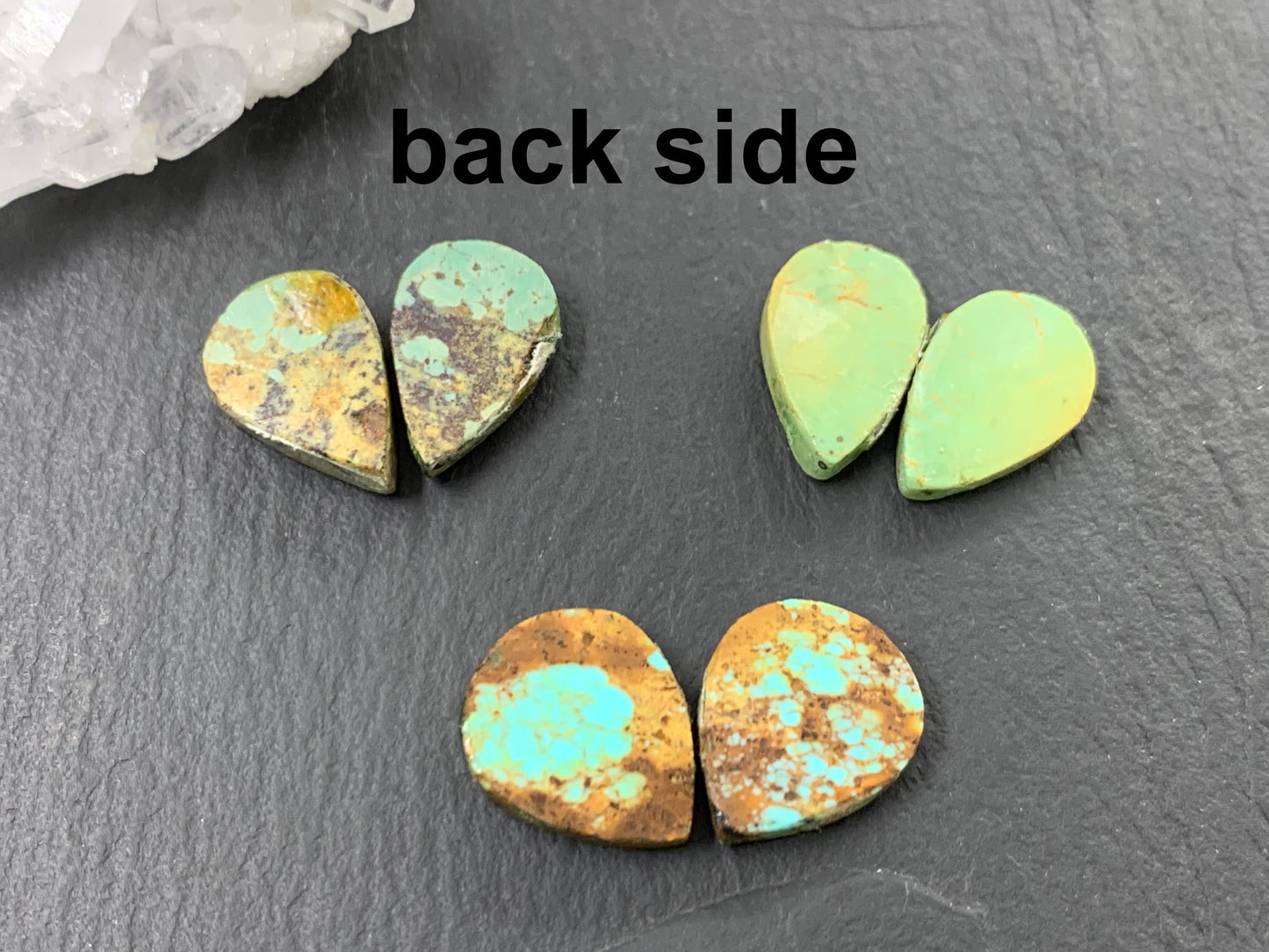 Tibetan Turquoise Pair 14mm long Cabochon - Hand Cut Cabochon