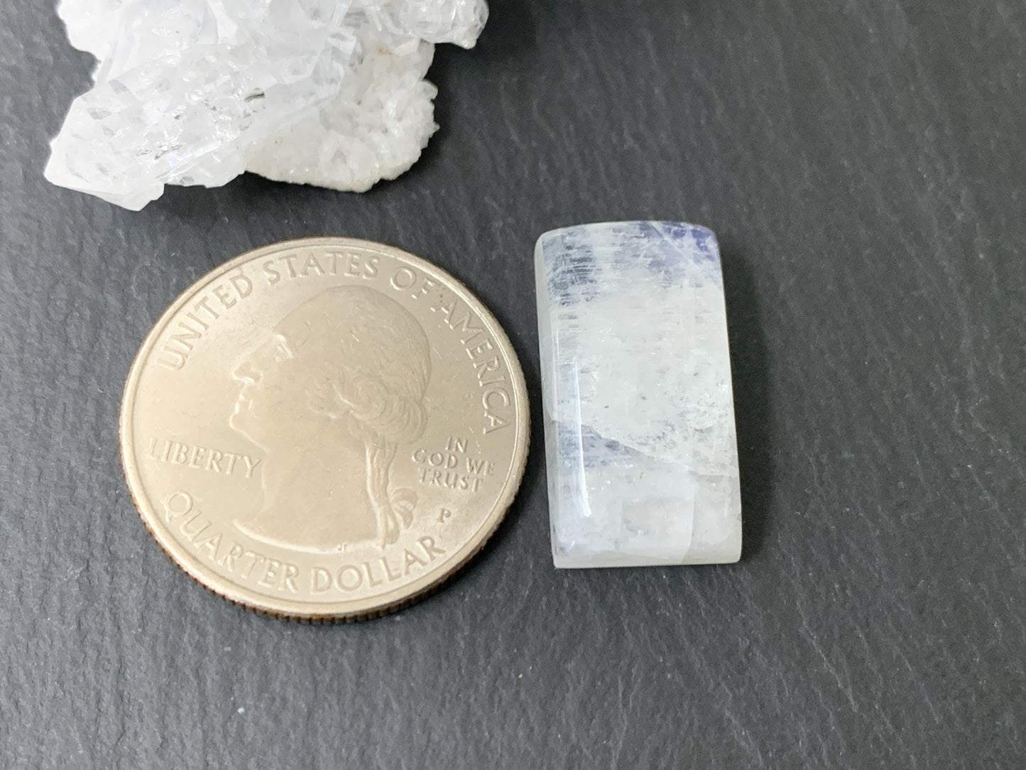 Rainbow Moonstone 21x11x6mm cabochon