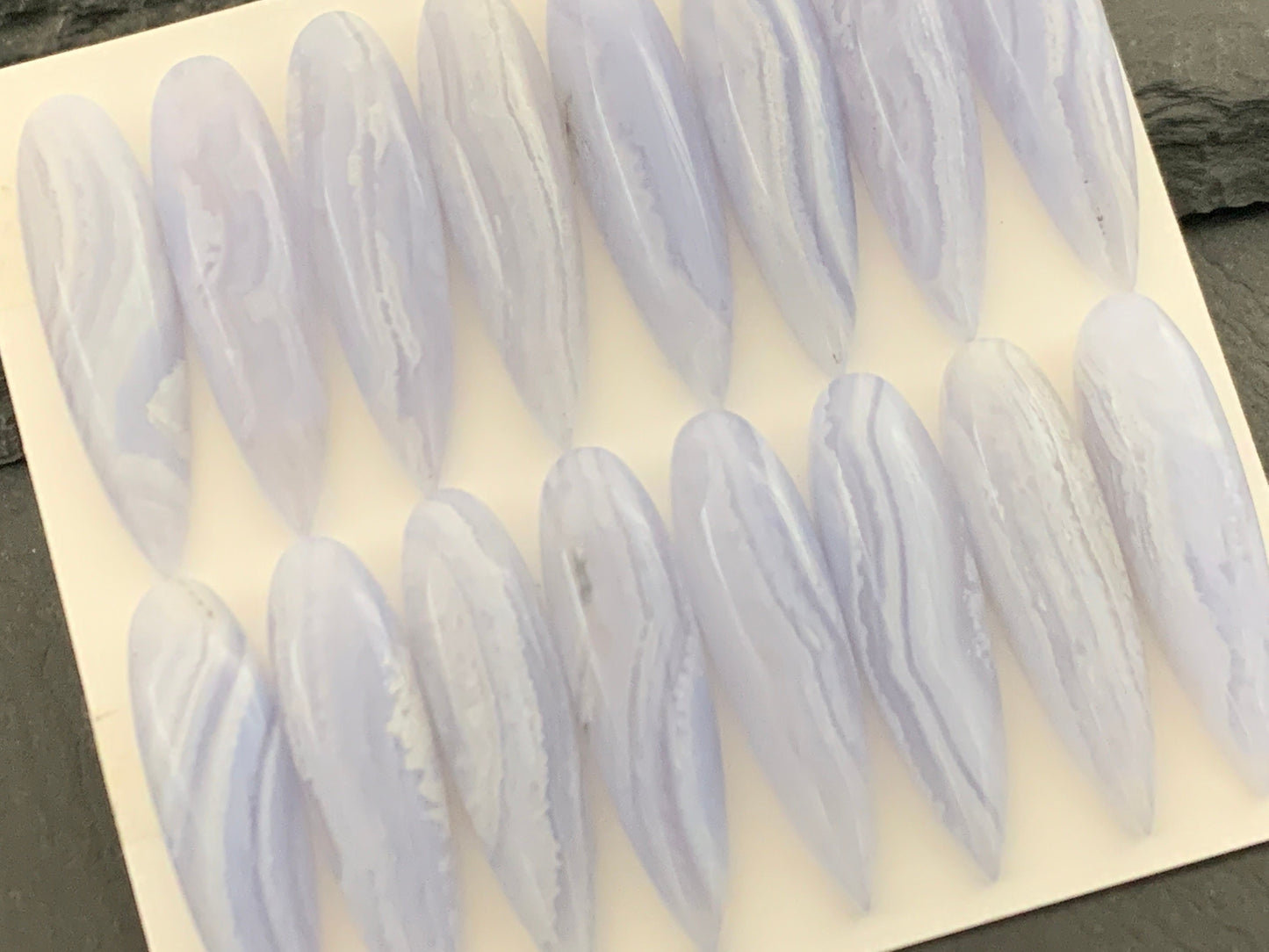 Blue Lace Agate pear 8x30mm cabochon - Calibrated cabochons