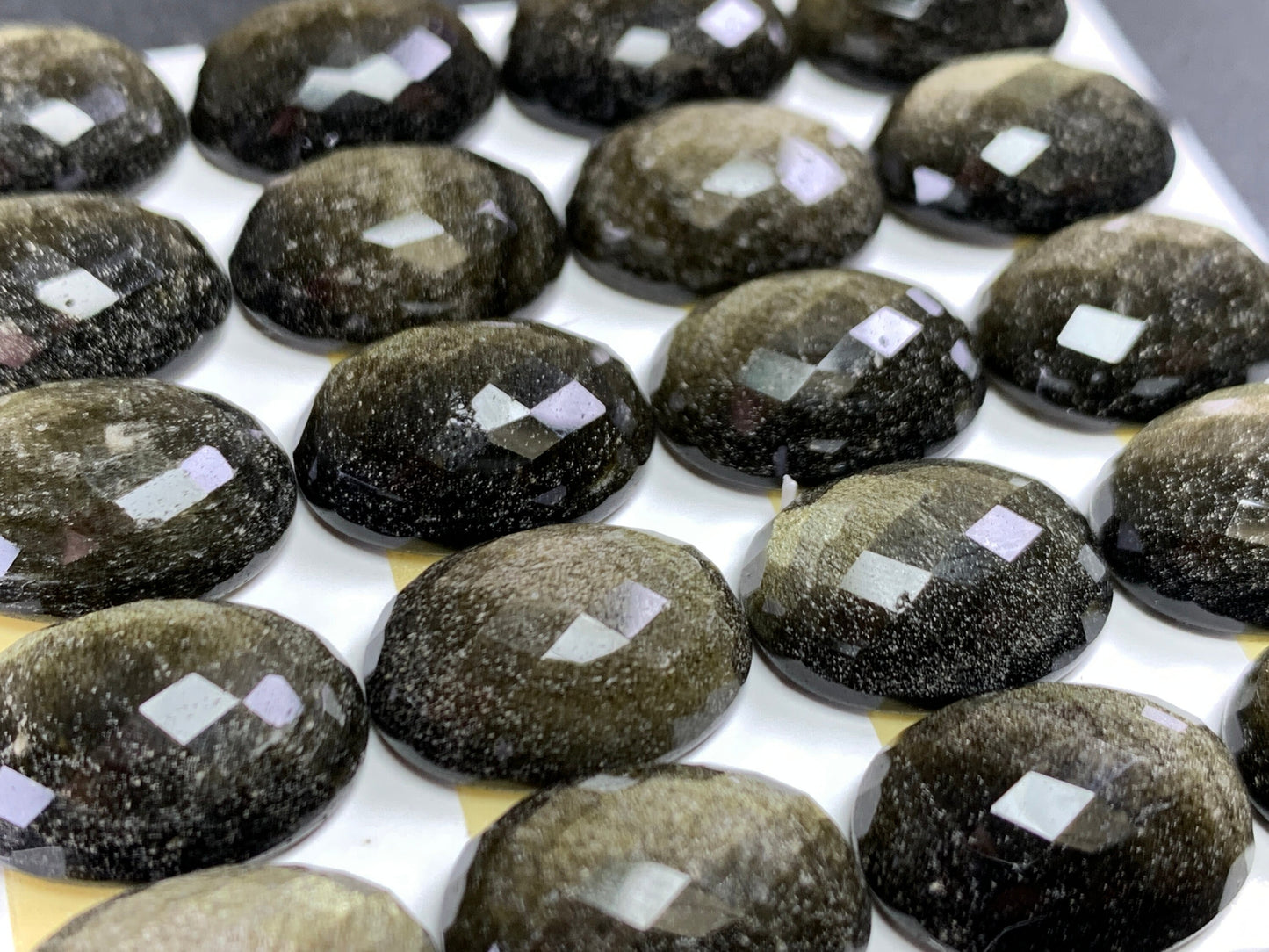 Faceted Gold Obsidian oval 12x16mm cabochon